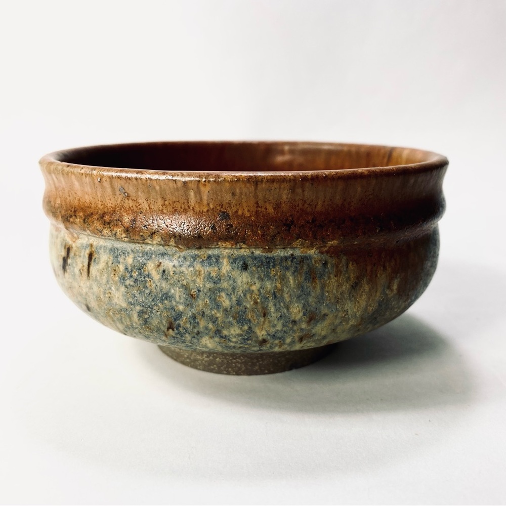 Studio Pottery Small Bowl Brown Gray Glaze Artist Signed Newton 75'